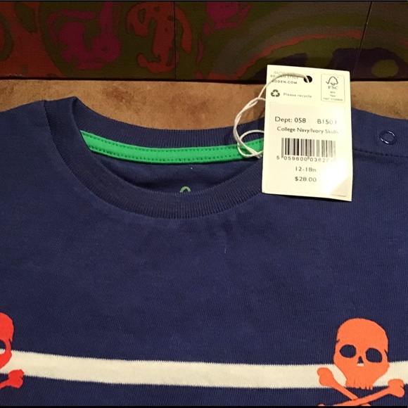 BODEN NWT AUTHENTIC BRETON STRIPES NAVY/WHITE 100% COTTON SKULL DESIGN TSHIRT - Picture 7 of 10